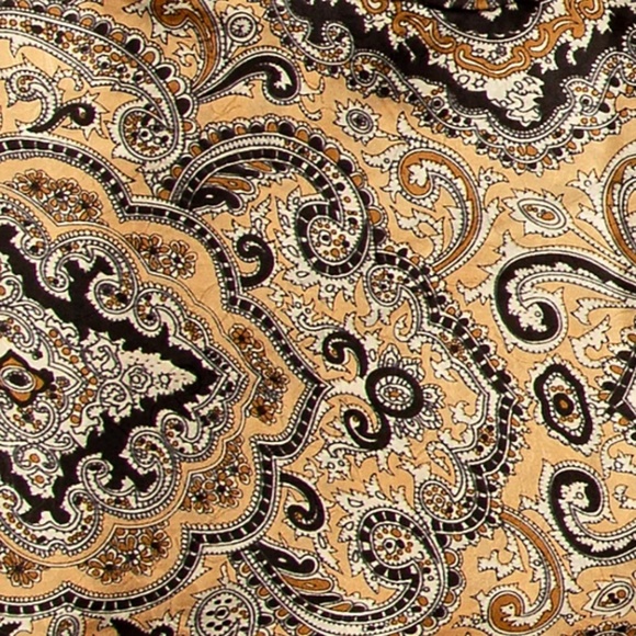 Wyoming Traders Wild Rag Tan Black Paisley 100% Silk Western Scarf - 34.5